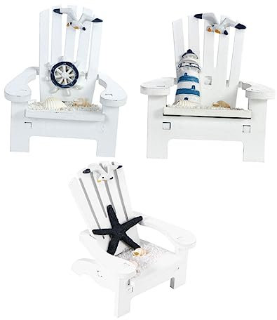 Cabilock 3stücke Teiliges Strandstuhl Deko Mediterrane Holzstühle Für Puppenhaus Tisch Und Zen Garten Inklusive Seestern Leuchtturm Und Steuerrad Ornaments
