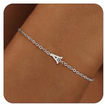 RMMD Armband Damen Silber, 18K Weißgold Vergoldete Silber Armband mit Buchstaben A Initiale Armband Silber Armbänder Damen Modeschmuck Geschenke für Frauen Mädchen Schmuck