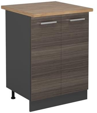 Vicco Meuble Bas de Cuisine R-Line, Gris Noble, 60cm, PT Chêne