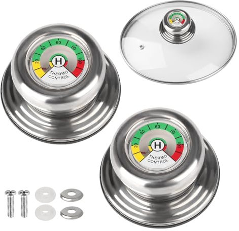 2 unidades de mango para tapa de olla con termómetro, compatible con ollas y sartenes AMC, botón térmico para tapa de olla, repuesto para termómetro, mango de tapa de olla