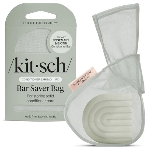 Kitsch Seifenspenderbeutel – verlängert die Verwendung und verhindert schlaffes Chaos, recycelte Beauty-Bar-Tasche und umweltfreundliche Tasche für Riegel mit Etikett, patentierter Netz-Seifenbeutel