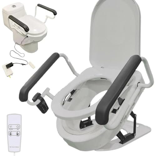 XINGLUOY Adjustable toilet seat raiser with handle, electric toilet seat raiser, tilt toilet with raised seat, dry function, 330 lbs weight capacity