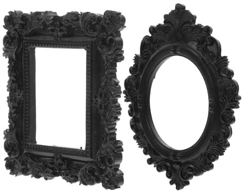 HIAKDOFT 2 Stück Fotorahmen-Requisiten kleine Bilderrahmen Vintage-Rahmen aus Harz kleiner Fotorahmen Retro-Fotorahmen aus Kunstharz Vintage-Bilderrahmen aus Kunstharz Schwarz