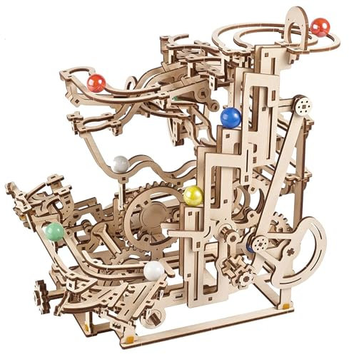 Murmelbahn 3D Holz Puzzle,Kugelbahn Bausatz,Mechanisches Achterbahn Bauen Spielzeug,Geschenke für Männer und Frauen