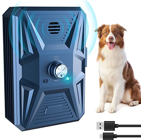 Antibell für Hunde, Ultraschall Hunde Anti Bellen Gerät, Antibell Gerät Hund Anti Bellgerät Bellenstopper Antibell für Hunde Hundebellen-Abschreckmittel Hunderindenstopper für Kleine Große (Blau)