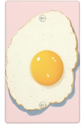 Egg Sunny Side Up Single Toggle Blank Wall Plate Light Switch Cover Decorative 1 Gang for Kitchen Room Bathroom Size 11.4x7cm
