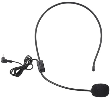 Kuuleyn Microfono audio Mini microfono a condensatore con microfono cablato montato sulla testa da 3,5 mm per altoparlante amplificatore vocale