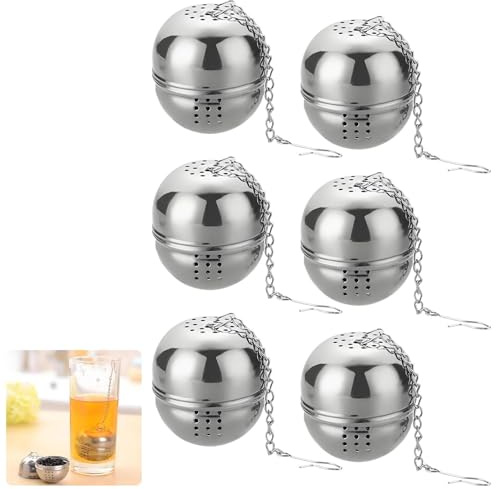 6 Stück Teeei Für Losen Tee, Tee Sieb, Teeei Edelstahl, Silber Teesieb, Gewürz-Ei für Geeignet für Teekannen und Tassen,4x5cm