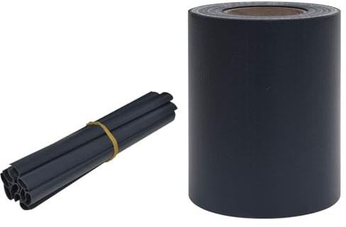 Foknhdi Garten-Sichtschutz PVC 35 x 0,19 m matt dunkelgrau, wetterfestes Zaunband als Windschutz, Balkonbespannung und Deko für Balkon, Terrasse und Metallzaun