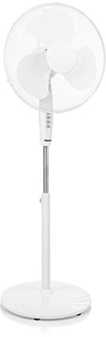 Tristar VE-5890 Ventilador de pie, 40 centímetros, 3 ajustes de velocidad, oscilante, ángulo ajustable 25°, protección contra sobrecalentamiento, Altura ajustable 110-130 cm, 45 W, blanco
