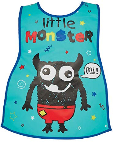 Cooksmart Kids PEVA Apron for Baking & Crafts, Little Monster | British Designed, Waterproof, Wipe Clean, Adjustable Neck Strap, Childrens Wear, Painting, Cleaning, Creative Activities