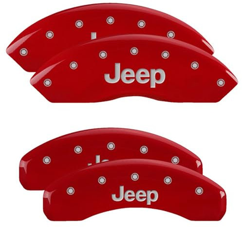 MGP Brake Caliper Covers Compatible with 2018-2025 Jeep Wrangler, 2022 Jeep Wrangler Unlimited (Requires 17+ Wheels, BRY Brake Code, Solid Rear Rotor) - Engraved JEEP Logo (Set of 4)