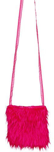 NET TOYS Stylische Fell-Tasche neon 80er & 90er - Pink 18x18cm - Knalliges Damen-Accessoire Umhängetasche Festival - Genau richtig für Fasching & Karneval