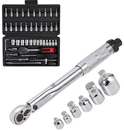 Justech 46 Piece Socket Wrench Set Metric Tool Kit 1/4 inch Drive Socket Wrench Tool Set Ratchet Socket Set with Storage Case for DIY Enthusiasts Socket Wrench Set for Car Repair and Home Maintenance