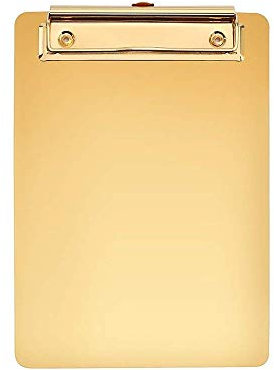 Newbeer A5 Klemmbrett Edelstahl Metall Legal Pad Menü Schreibblock Büro Organizer mit Loch zum Aufhängen von 25,4 x 17,8 cm, 440 g, 12 Stück