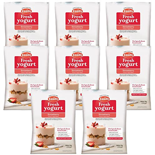 EasiYo Strawberry Yogurt 8 Sachet Pack | Each Sachet Makes 1KG of Yogurt