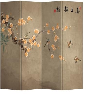 Fine Asianliving Paravent Raumteiler Japanisch Orientalisch Chinesisch Beidseitig L160xH180cm Spanische Wand Trennwand Room Divider Raumtrenner Sichtschutz Bedruckte Canvas Leinwand