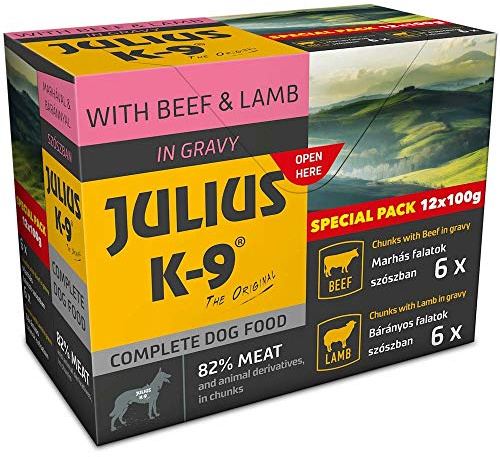 Panzi JULIUS-K9 - Erwachsen - Rind & Lamm - Naßfutter - 12 x 100 gr