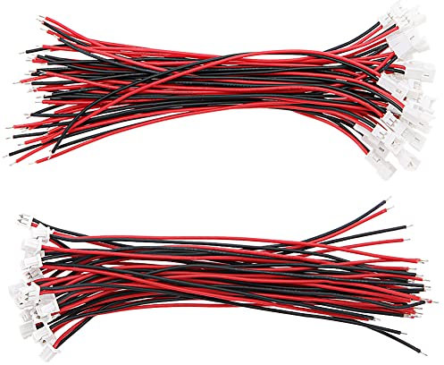 YIXISI 25 Pairs JST 1.25mm 2-Pin Micro Electrical Male and Female Connector Plug with 10 cm Wire Cable
