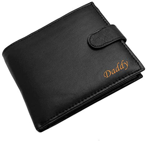 Hudson & James Personalised Black Engraved Soft Leather Mens Wallet with Coin Pocket Pouch Gift (Black)