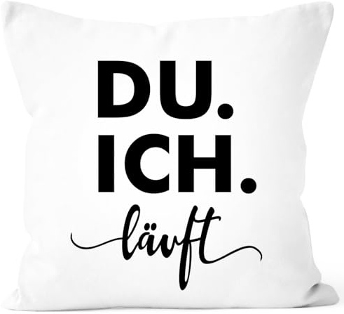 SpecialMe® Kissen-Bezug Ich Du läuft Liebeserklärung Liebe Geschenk für Partner Liebesprüche Weiss 40cm x 40cm