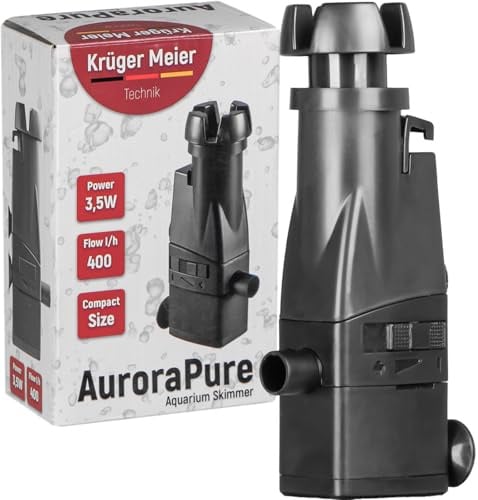 Krüger Meier AuroraPure Aquarium Skimmer Oberflächenfilter – Biofilm Entferner für Aquarium, Oberflächenabsauger mit regulierbarer Leistung 200-400 l/h