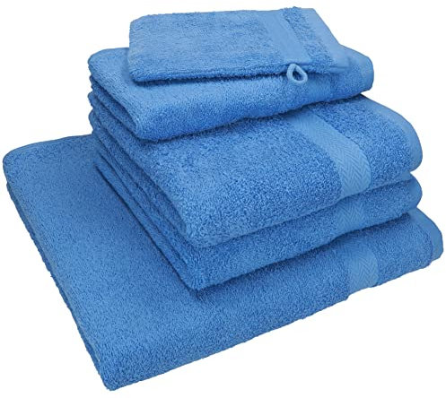 Betz 5-TLG. Handtuch - Set Nice Pack 100% Baumwolle 1 Duschtuch 2 Handtücher 1 Gästetuch 1 Waschhandschuh Farbe hellblau