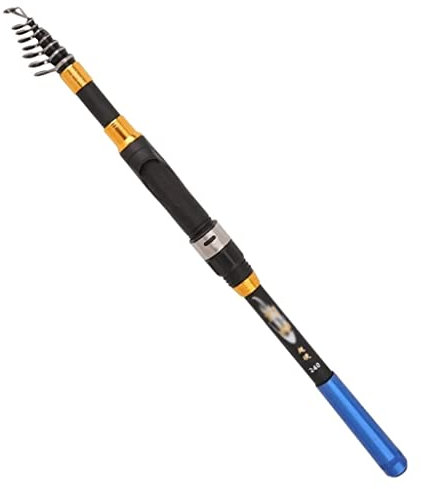 ZZTWER Angelrute, teleskopisch, 42 cm, tragbar, Angelrute, Angelgerät, Big Game Roller Rod, Outdoor-Sportangelzubehör