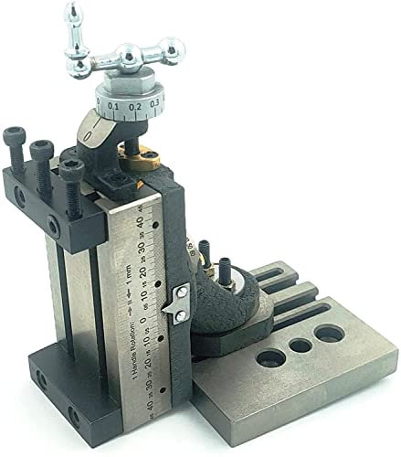 AD INTERNATIONAL Mini tornio per fresa – tipo girevole con morsetti – 90 x 50 mm – ghisa & struttura in acciaio per utensili