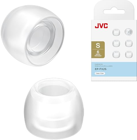 JVC Replacement Silicone Earbuds Earpieces – Set of (6) Ear Tips, Fits Many JVC Models (Small) - EPFX2SZ (Clear)