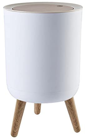 ULTECHNOVO Trash Bin Outdoor Tall Kitchen Can with Legs Round Wastebasket Garbage Can with Press Lid Container Bin for Bedroom Kids Room Bathroom Home Office Party 7L Desk Trash Containers
