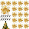 ZDQC 20 Stücke Christbaumschmuck Glitter Poinsettia,Weihnachtsschmuck Baumschmuck Künstliche Weihnachtsblumen Deko für Weihnachtsbaum Weihnachtskranz Ornamente (Gold)