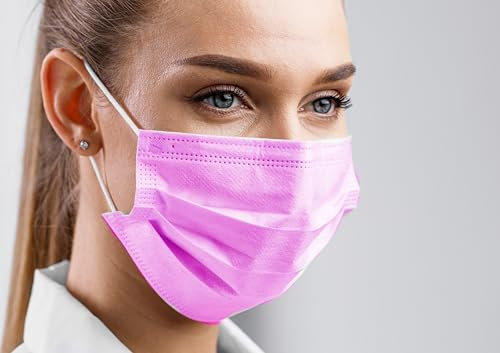 Paradenti medico di tipo IIR | mascherina chirurgica | 50 pezzi | BFE > 98% | EN14683:2019 | Certificato CE (Rosa)