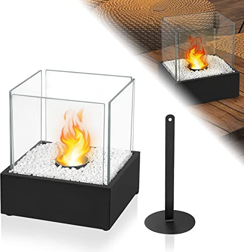 LZQ Ethanol Kamin Tischkamin Bioethanol Tischkamin Tischfeuer mit Edelstahlsockel Tisch Kaminfeuer für Indoor Outdoor Balkondekoration