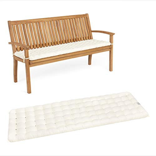 HAVE A SEAT Living - Gartenbank Auflage 110 cm - Bequeme Bankauflage Outdoor, 7 cm Dick - Waschbar bis 95°C, Orthopädisch, Wetterfest - Made in Germany (110x48 cm, Weiß)