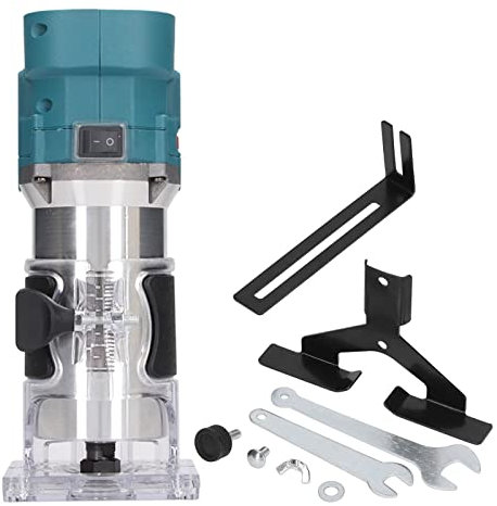 Electric Router Tool, 18V 800W 3000-30000 RPM 6 Variable Speed Wood Trimming Machine Router for Woodworking, Compact Router with Trimmer Base Electric Hand Palm Router