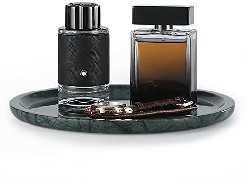 Real Luxurious Natural Marble Tray for Home Decor for Bathroom/Kitchen/Vanity/Dresser Non-Resin（10 Green