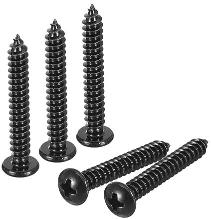 sourcing map 5mm x 35mm Phillips Pan Head Self-tapping Screw, 50pcs - 304 Stainless Steel Round Head Wood Screw Full Thread (Black)