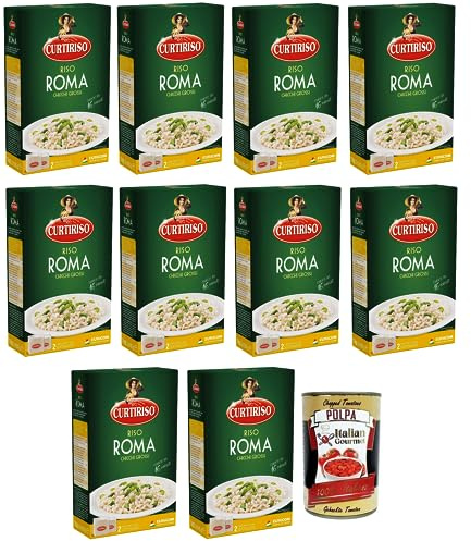 Italian Gourmet Riso Reis für cremige Risotti und Timbales, 10 x 1kg | Chicchi selezionati / ausgewählte Körner, Kochzeit 16 Min.; ideale Basis zu, Gesamtnettogewicht 10 kg + Kostenlos Polpa 400g