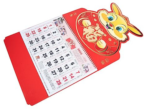 Ciieeo 3st 2023 Jahr Des Hasen-kalenders Mondkalender 2023 Chinesischer Hängekalender Kaninchen Adventskalender Neujahrskalender 2023 Weißer Karton Schreibtischkalender Haushalt Büro