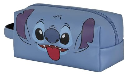 Disney Lilo e Stitch Face-Borsa da Toilette da Viaggio Brick Plus, Blu, 25 x 12 cm