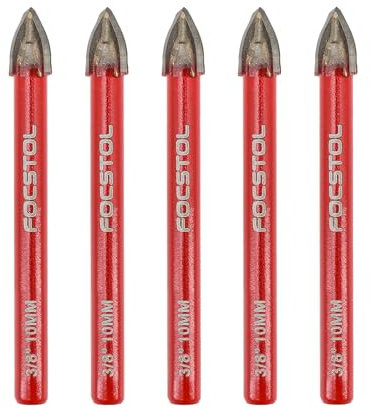 FOCSTOL Juego Brocas Seco - 5 piezas 10mm Juego Brocas Carburo con Mango Redondo para Madera Plástico Albañilería Cerámica Hormigón Mármol