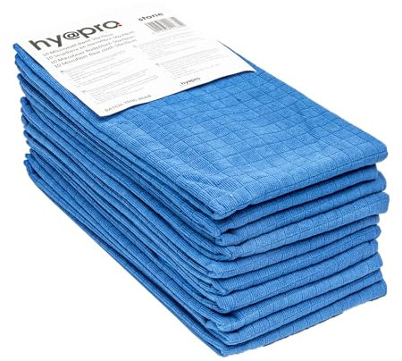 Hy@pro Lot de 10 serpillières en microfibre multiusages professionnelle 50x70cm - Bleu
