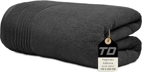 Textile Do Luxury Super Jumbo Bath Sheet (100 x 200 cm-700 GSM) 100% Egyptian Cotton Extra Lage Bath Sheet Towels (Charcoal, Cotton)
