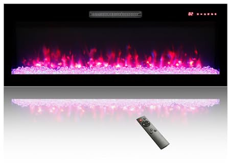 Innoflame 50 Electric Fireplace, Wall Fireplace Electric with Remote Control, 16 Adjustable Flame Colors, Wall Mounted/Recessed, 1400W Fireplace Insert Heater, Timer, Thermostat