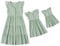 IFFEI Kleid mädchen Kleider für mädchen Kleider Damen Gepunktetes Kleid Rüschenärmel Sommerkleid Familie Passende Outfits Grün X-Large