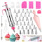 Erzekrim 40PCS Douilles de Décoration de Gâteau Douille Patisserie Seringue Gateau Seringue Alimentaire Patisserie Poches à Douille Réutilisables en Silicone pour Gâteaux Cupcakes Pâtisseries (rose)