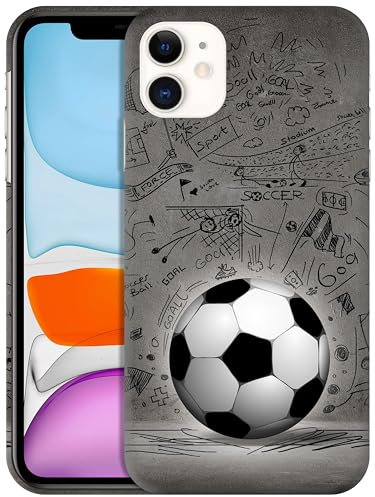 GlamCase iPhone 11 Case - Football Wall Art Design Printed Slim & Sleek Cute Plastic Hard Snap on Protective Designer Back Phone Case/Cover for iPhone 11 White