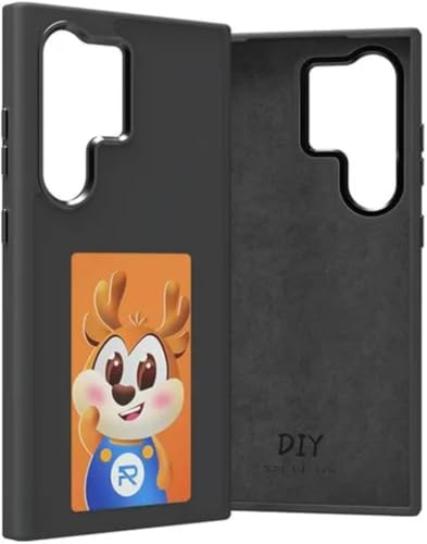 DIY E-Ink Handyhülle für Samsung Galaxy S24 S23 Ultra Smart Foto Rückprojektion Customiza Hülle Sofort Fotos auf der Rückseite anzeigen (für S24 Ultra) Schwarz