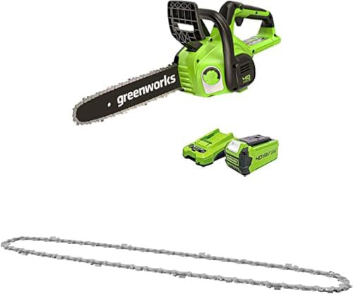 Greenworks Motosega a Batteria, Lunghezza Barra 12 Pollice (30cm), Batteria 40V 2Ah e Caricabatterie + GreenWorks 30cm Caten